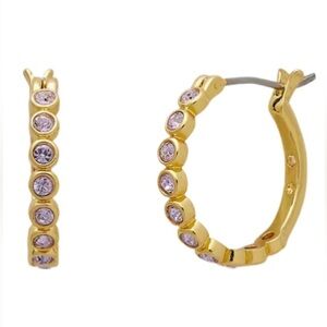 KATE SPADE • Light Amethyst Purple Full Circle Hoop Huggies Gold Earrings